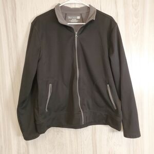 Tek Gear Black Water Resistant Wind Breaker Fleece Lined Zip Jacket Size XL